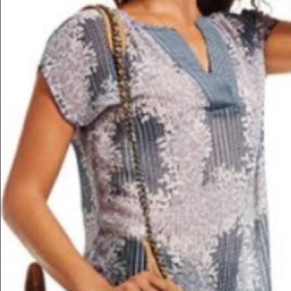 Printed Stitch Placket Blouse
